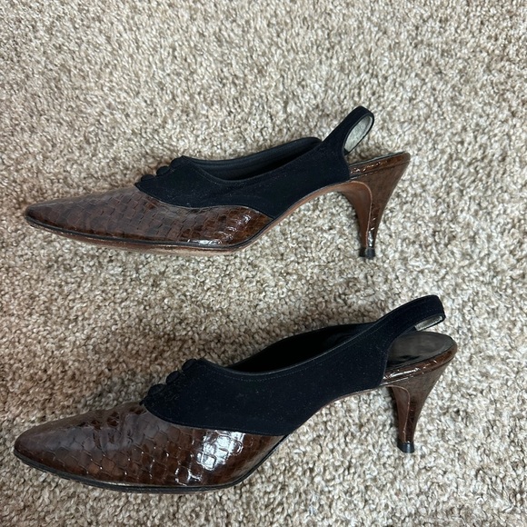Elegant Brown Slingback Women's Shoes vintage size 7 - Picture 4 of 9